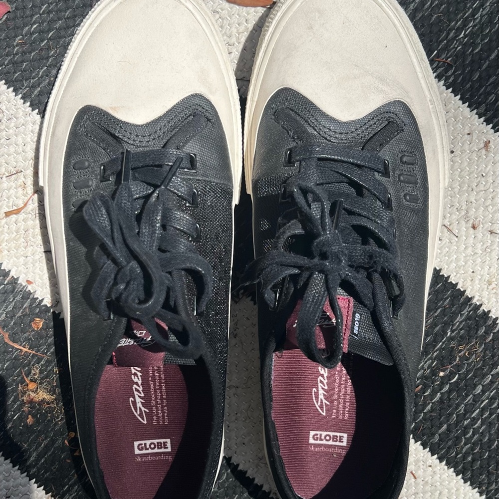 Globe “Gillette” Black and White skate shoes. Worn once. Few marks.